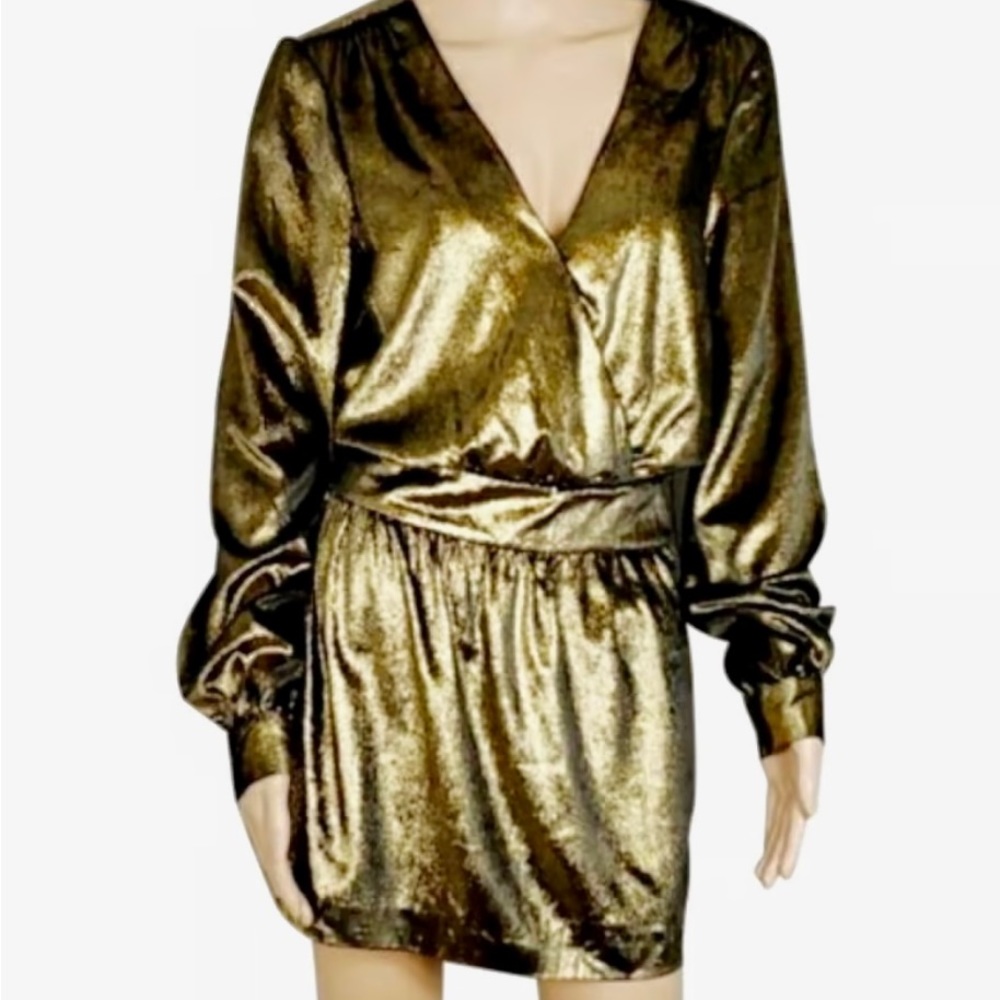 FRAME gorgeous gold metallic velvet mini dress